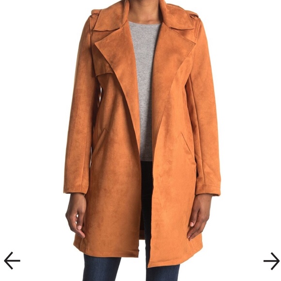 Nordstrom Jackets & Blazers - OOKIE & LALA | Faux Suede Trench Coat In Apricot